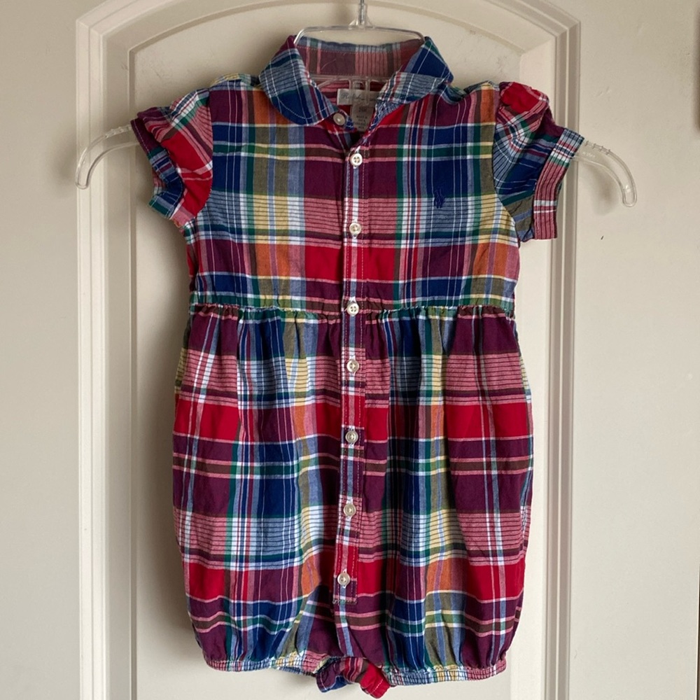 Ralph Lauren Plaid Bubble Suit Romper 24M